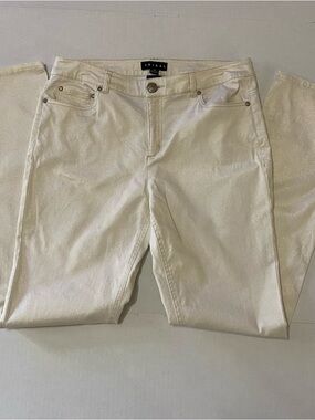 Tribal Shimmer Jeans Women’s Size 10 – Metallic Ivory Straight Leg